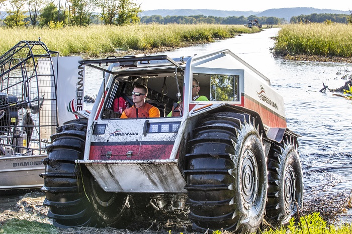 Sherp ATV climbing the bank with Airboat