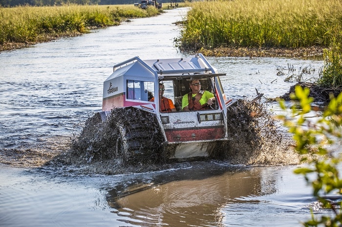 core value – efficiency – Sherp ATV climbing the bank